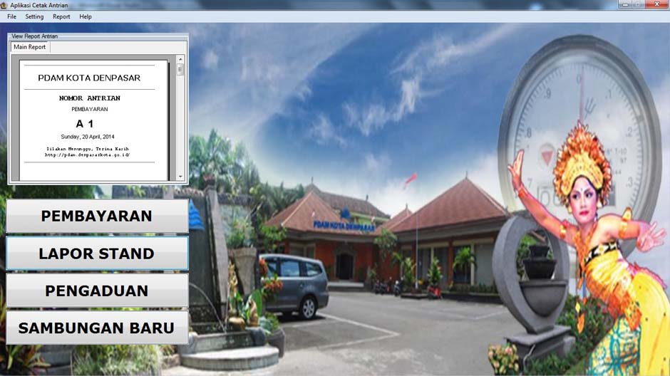 Software Cetak Antrian PDAM denpasar