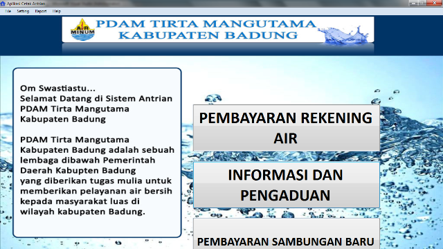 Jual Program sistem antrian pelayanan PDAM Kedonganan